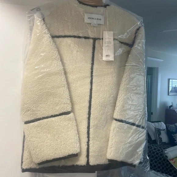 Veronica Beard Coat Cream Shearling Leather Reversible  Sz S NWT $2498 SOLDOUT! - Picture 7 of 9